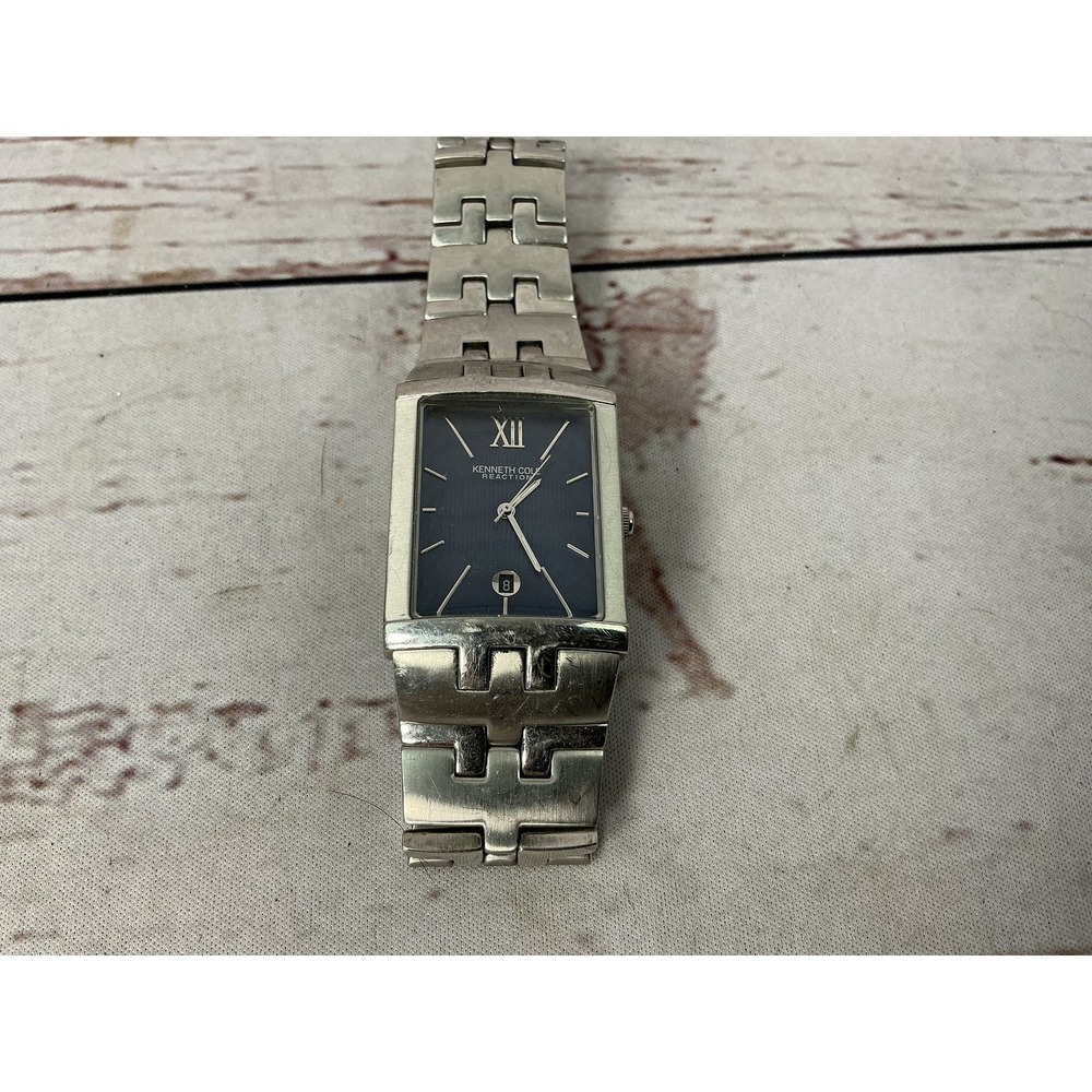 Kenneth Cole Reaction KC3367 Men's Stainless Steel Watch Blue Dial Rectangle